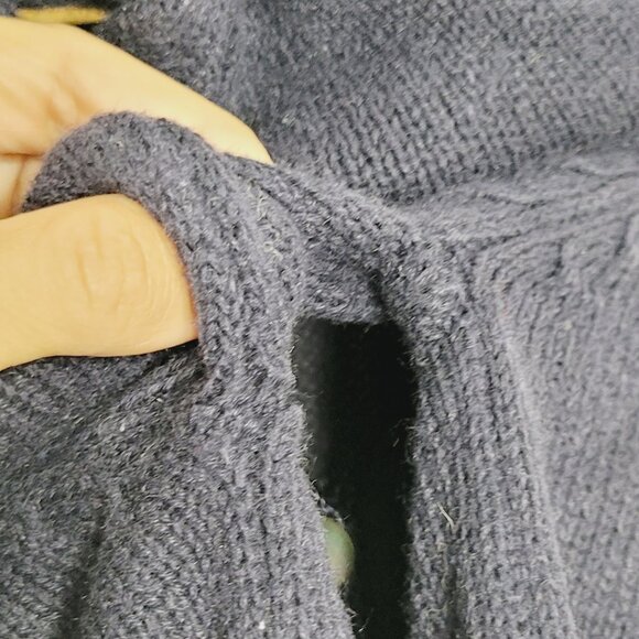 Carol Rose Vintage Navy Blue Knit Cardigan Floral Embroidery Grandma Cottagecore - Picture 8 of 12